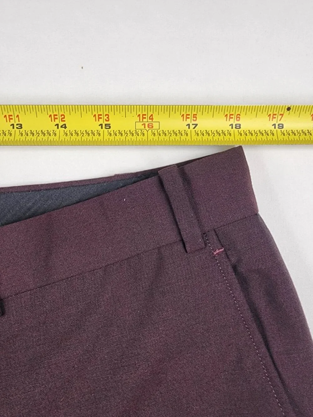 Bar III Mens 38x30 Burgundy Wool Blend Slim Fit Modern Minimalist Dress Pants EX